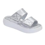 Scholl ženske papuče Boca 2 Straps Srebrne srebrne