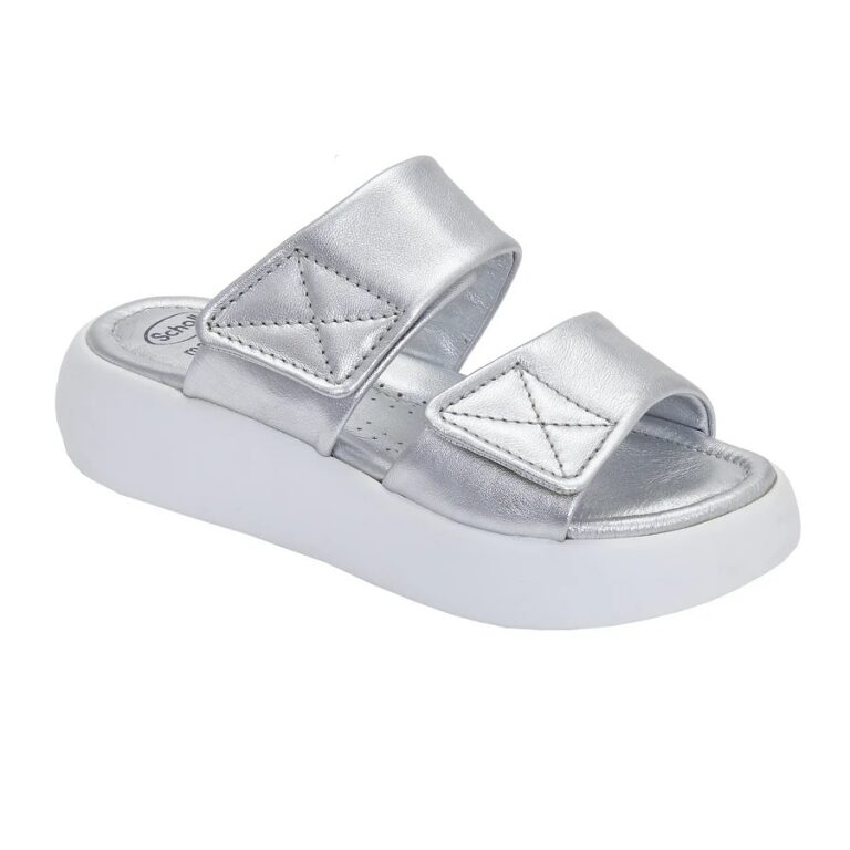 Scholl ženske papuče Boca 2 Straps Srebrne srebrne